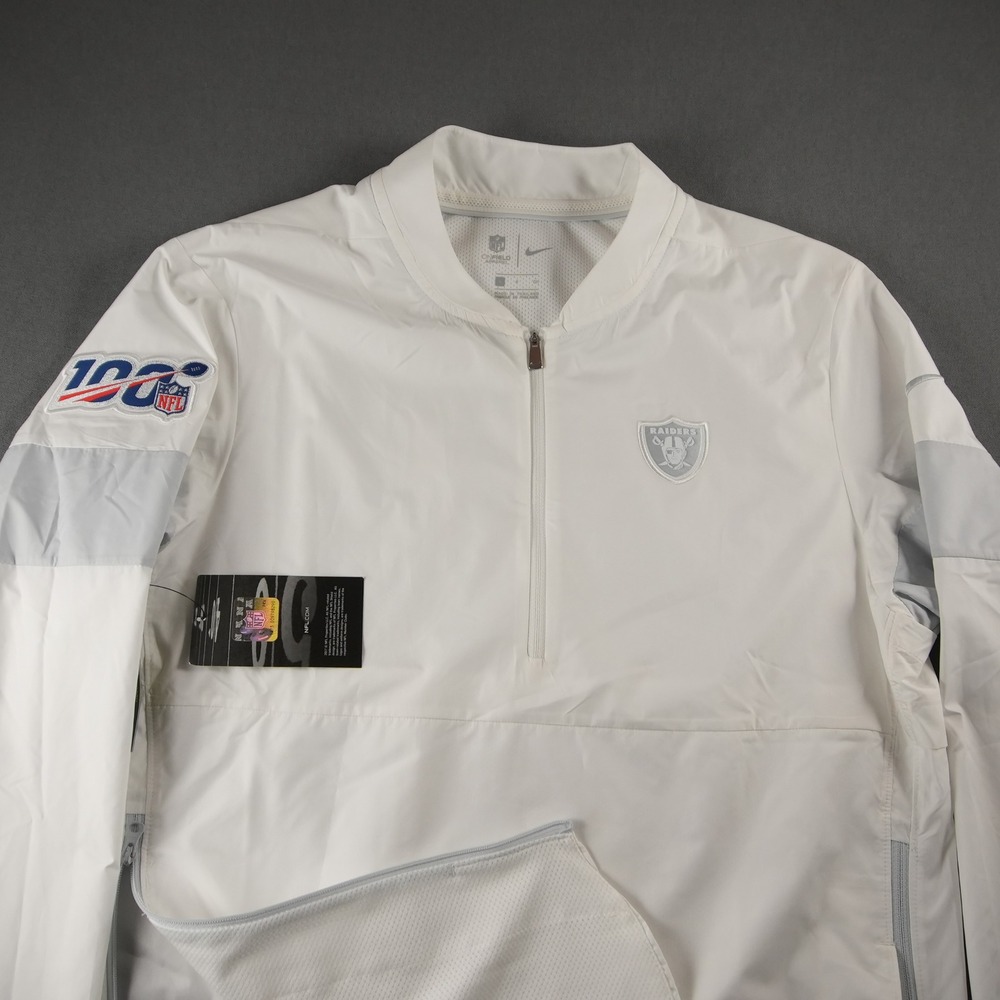 Raiders Nike OnField Windbreaker Mens S Las Vegas NFL 100 1/4 Zip Jacket - Picture 14 of 16